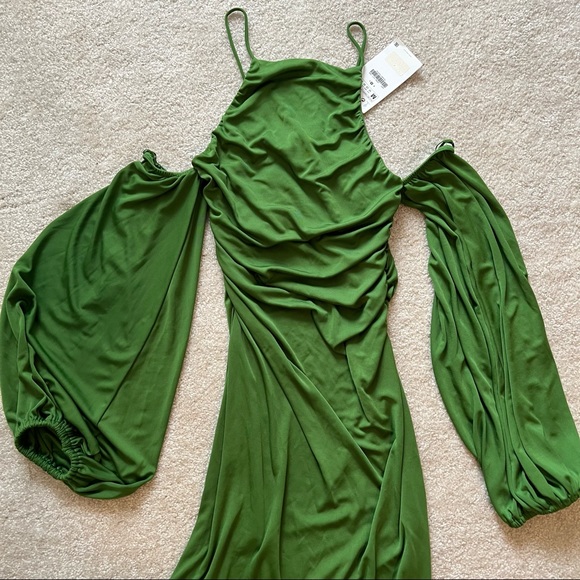 ZARA GREEN MIDI DRESS - Picture 11 of 16